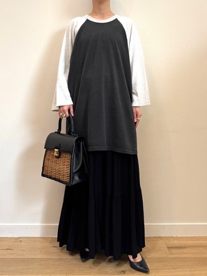 SK10-1 USED TIERED SKIRT -BLACK-