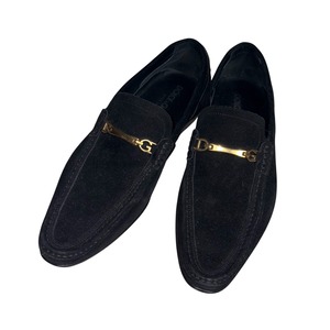DOLCE&GABBANA black suede DG bit loafers