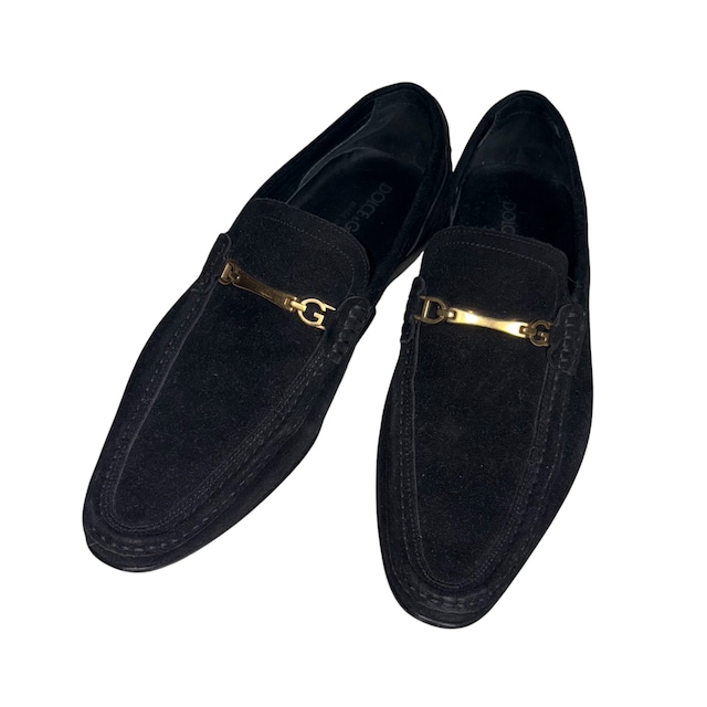 DOLCE&GABBANA black suede DG bit loafers