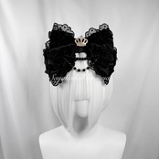 ♡【全4色】MAID 変幻自在⟡クラウンビジューパールリボン＆うさ耳カチューシャ black ♡