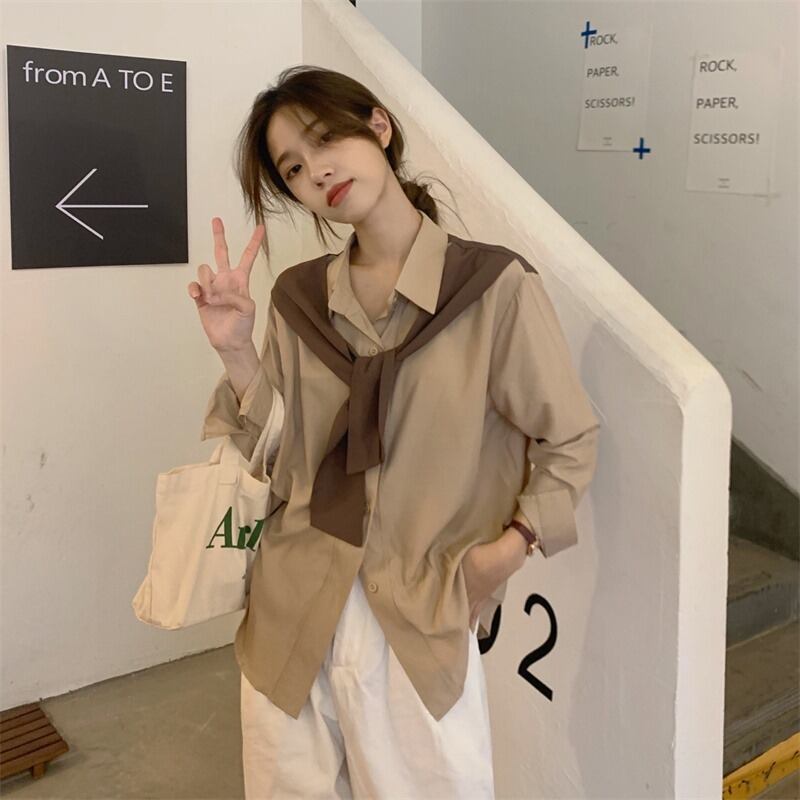 シャツ スプリングオータムルーズトップス ロング 春物 秋物 1号婦人43714999123