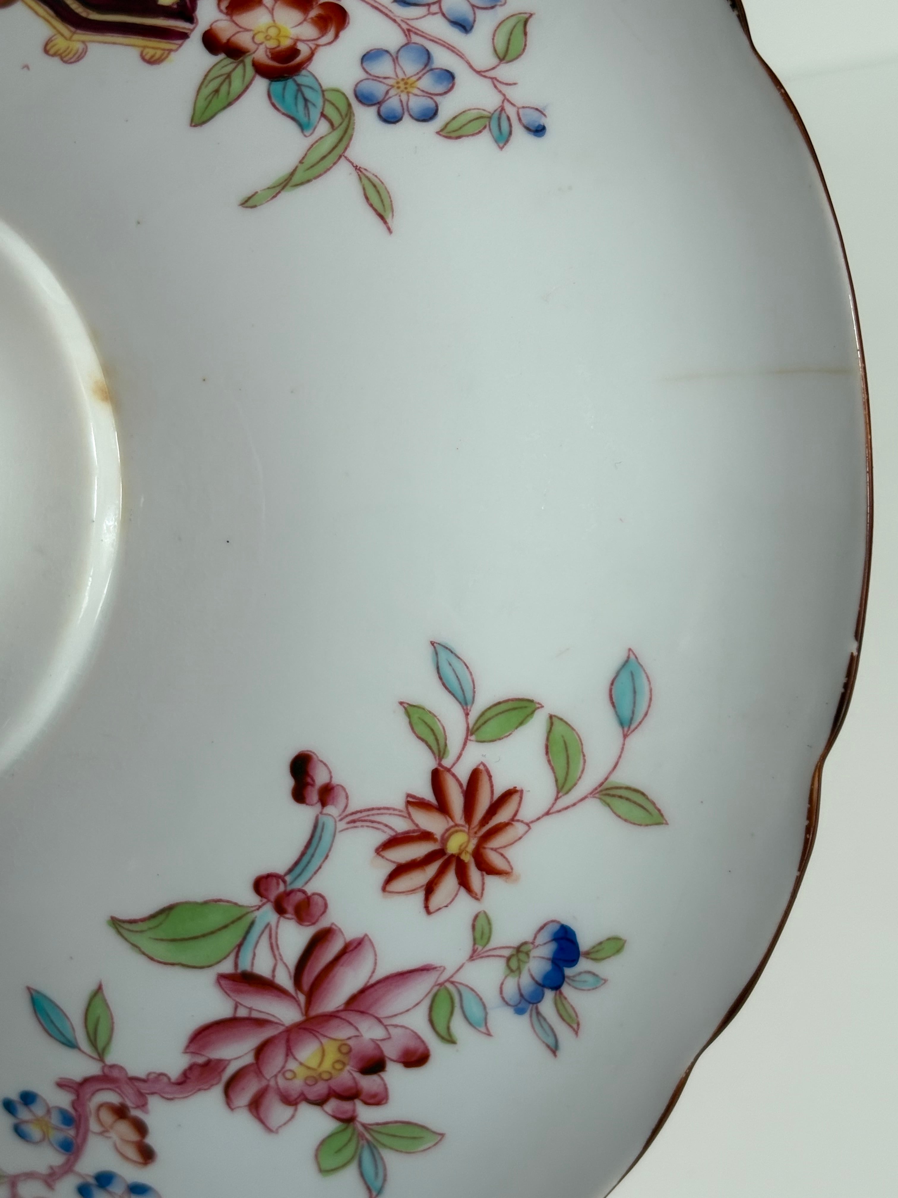 【レア】サルグミンヌ　フォンタンジュ多色プレートポリクロームフランスアンティーク サルグミンヌ MINTON No.235（ミントン）コンポティエ（手描きの花模様