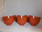 塗向付(5客) lacquer ware Japanese five bowls (wave)