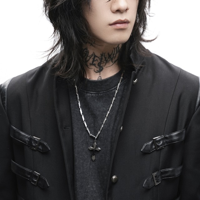 ミニマルダーククロス チェーンネックレス（ruf_02981）