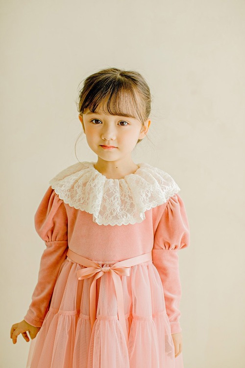 ラスト1 pink5【即納】<PUDDING>  Lace frill dress