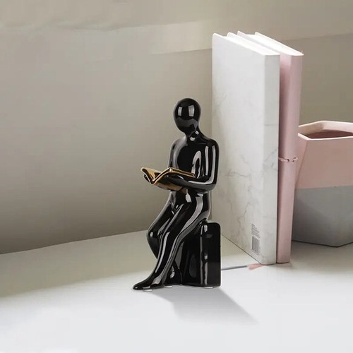 本を読む人 ブックエンド ブックスタンド 白黒 ２個セット 本棚 収納 書斎 カフェ 装飾 おしゃれ 北欧