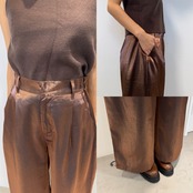 メタリックリラックスワイドPT/ブラウン