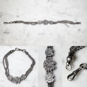 antique victorian silver triple chain bracelet " butterfly? "