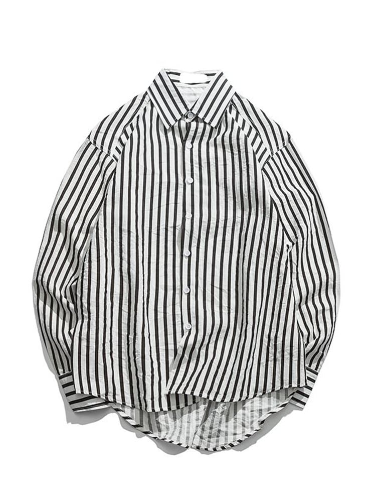 全2色 シャツ トップス ストライプ カジュアル 羽織 長袖