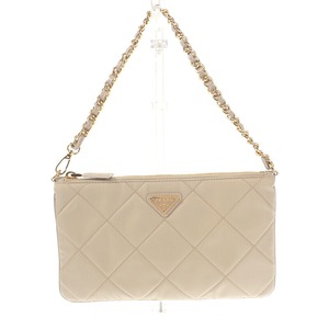 【PRADA】プラダ チェーン ショルダーバッグ 1NI054 ハンドバッグ テスートインプントゥ ナイロン ベージュ ゴールド金具 レディース【バッグ】