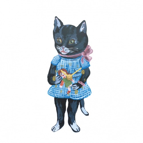 Nathalie Lete（ナタリー・レテ）  ダイカット掛時計 / Black cat（青いワンピースの黒猫）