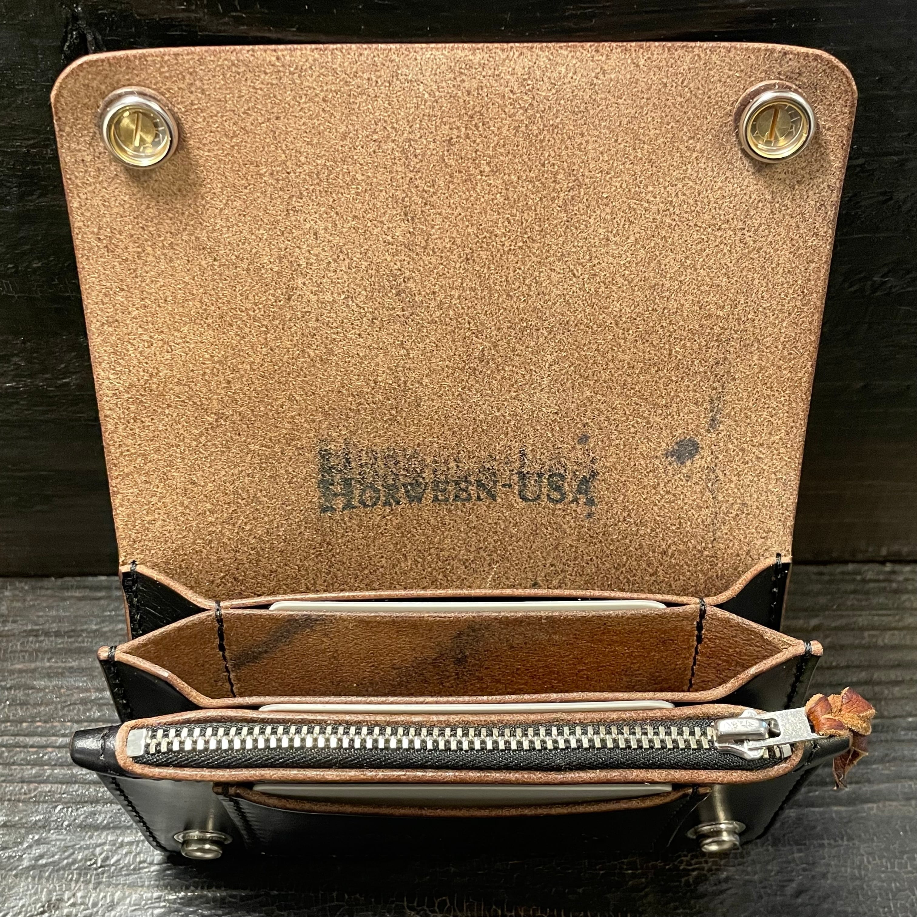 HORWEENスタンプ付 クロムエクセル ミドルトラッカーウォレット3層