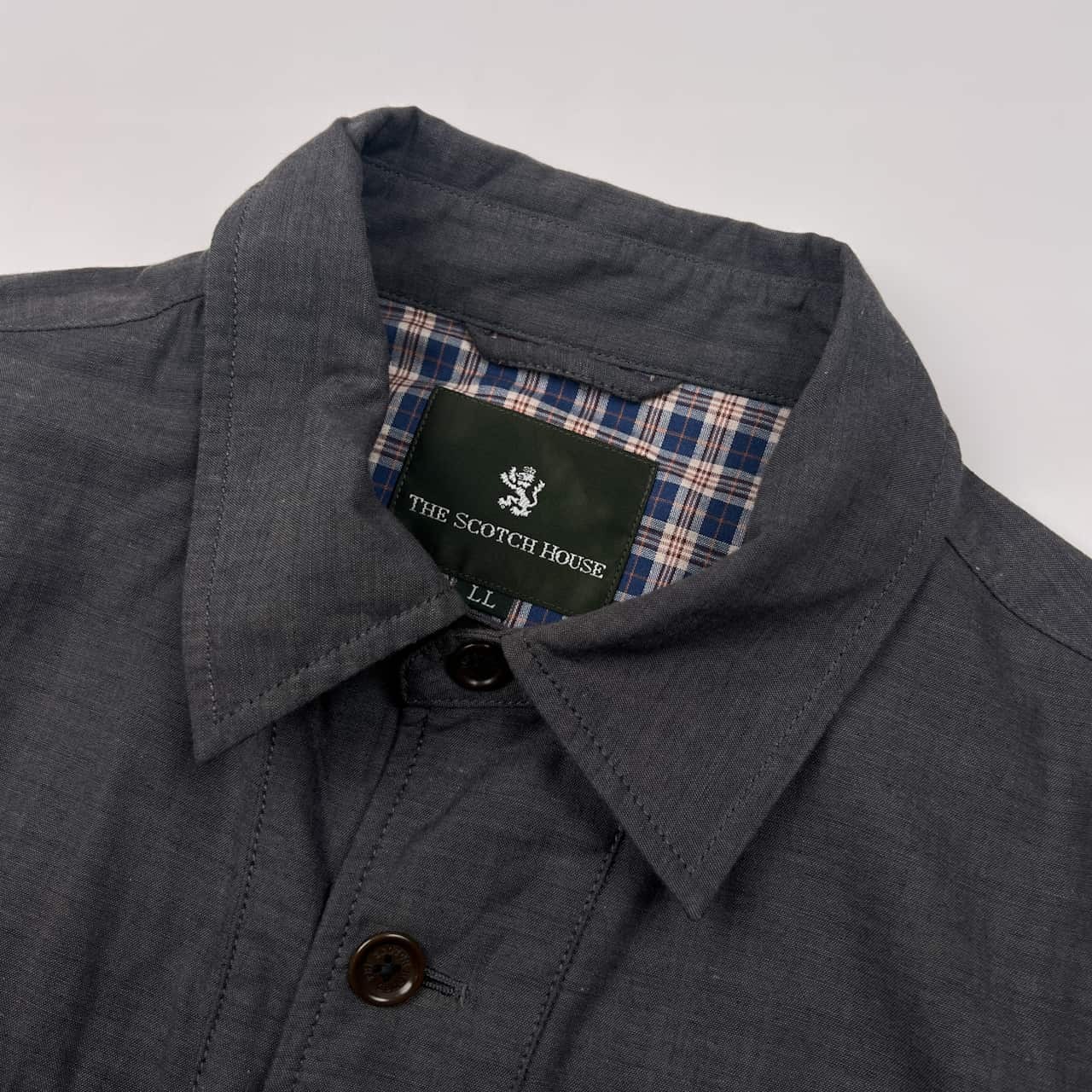 THE SCOTCH HOUSE ザ スコッチハウス 裏チェック ミリタリー風 ジャケット LL/グレー メンズ