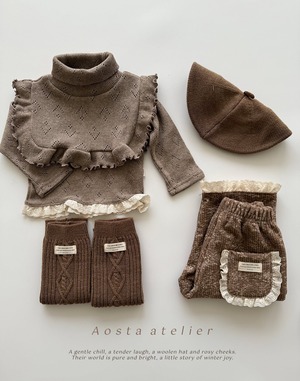 【Aosta】 ルナパンツ／ブラウンフラワー（70–110cm）2025冬