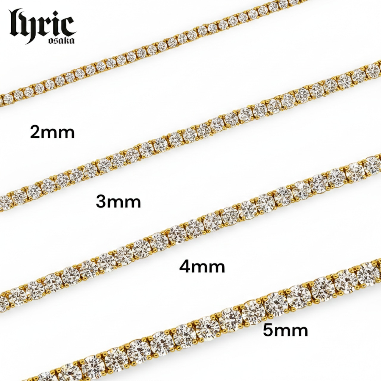 4mm 40cm  luxury tennis necklace gold