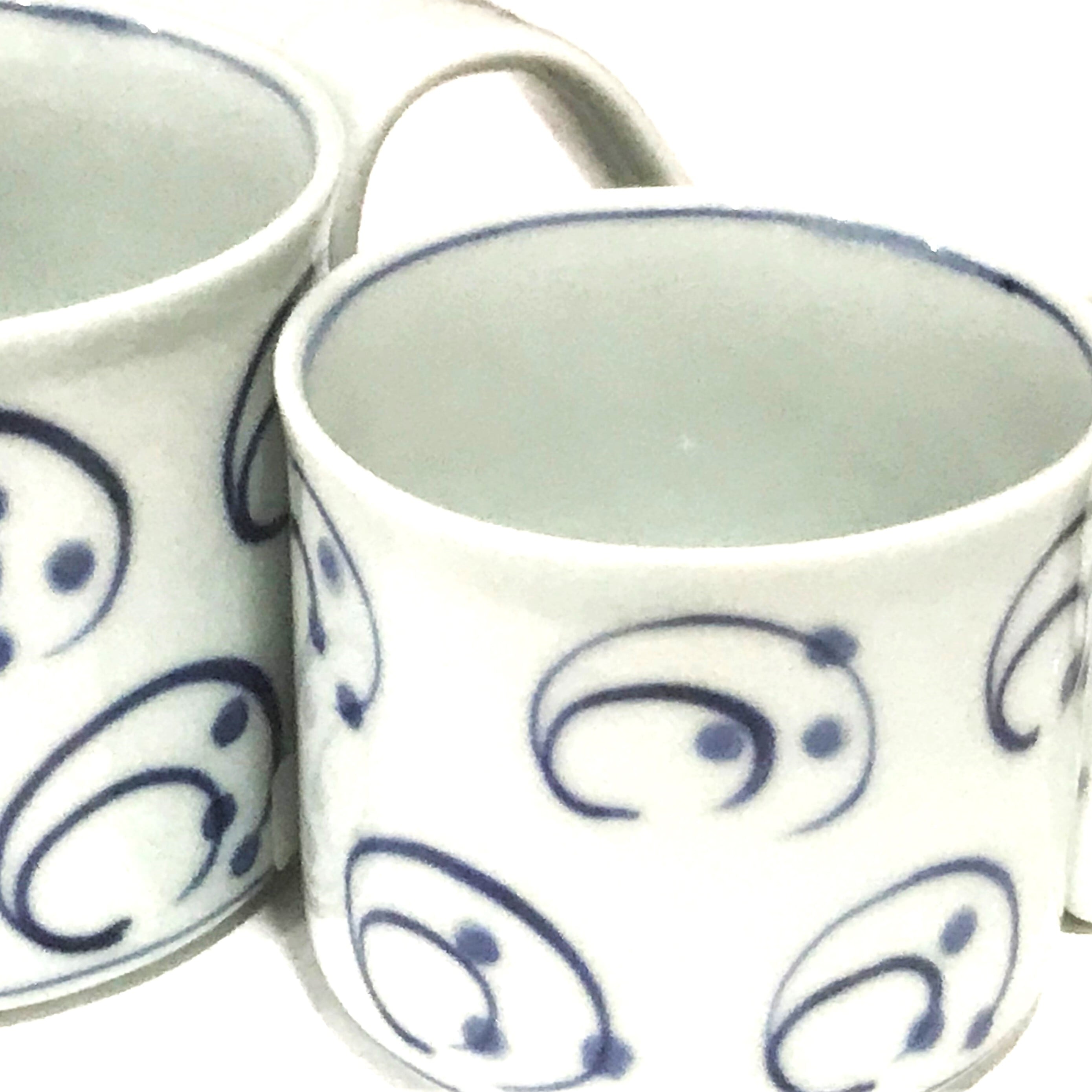 有田焼 しん窯 青花 持ち手付 スープカップ 異人 出船帆船 5点 有田焼 しん窯 青花 持ち手付 スープカップ 異人 出船帆船 5点 有田焼