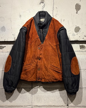 【Caka otto】"2way" Arm Detachable Euro Vintage Suede Leather Switching Down Jacket