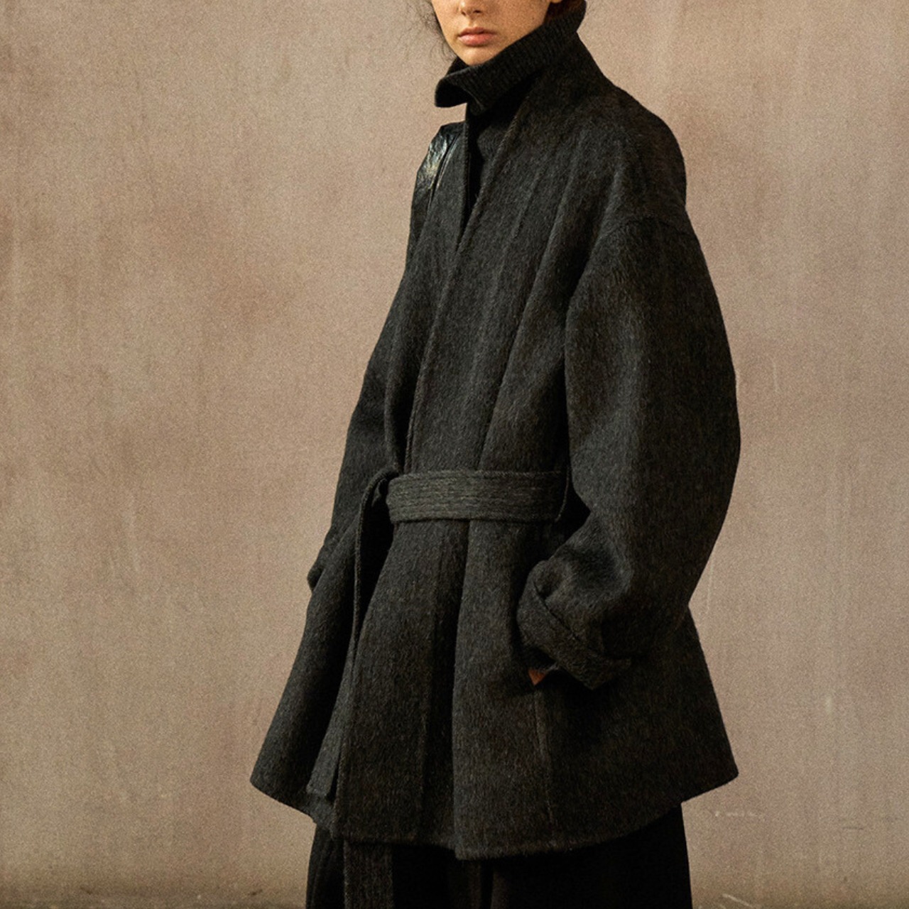 Wool Belted Robe Coat T3831