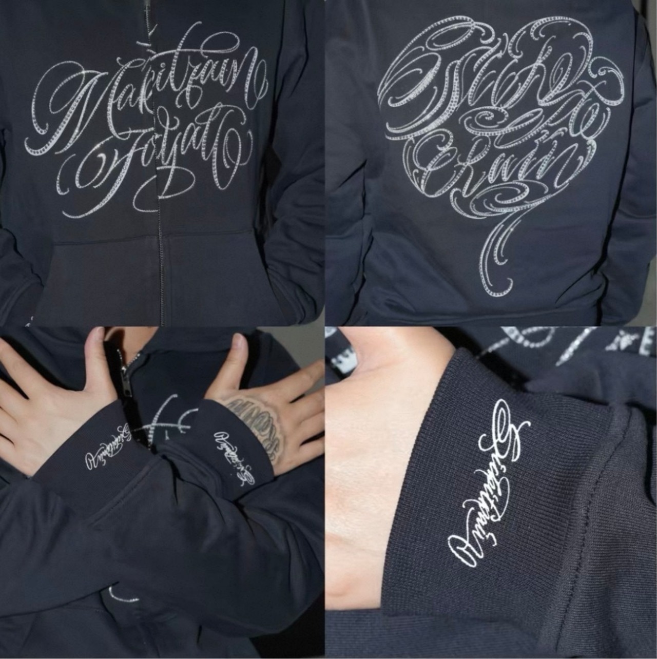 SIR rhinestone hull design hoodie - 18
