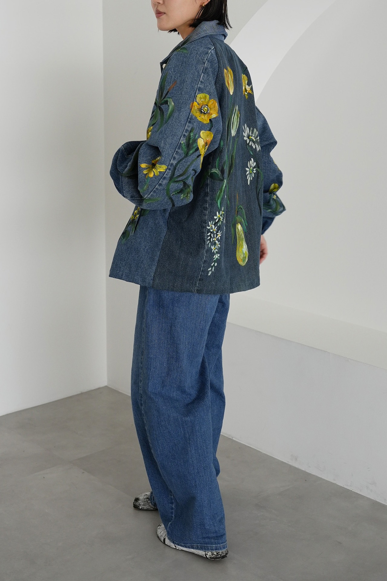 denim jacket yellow garden