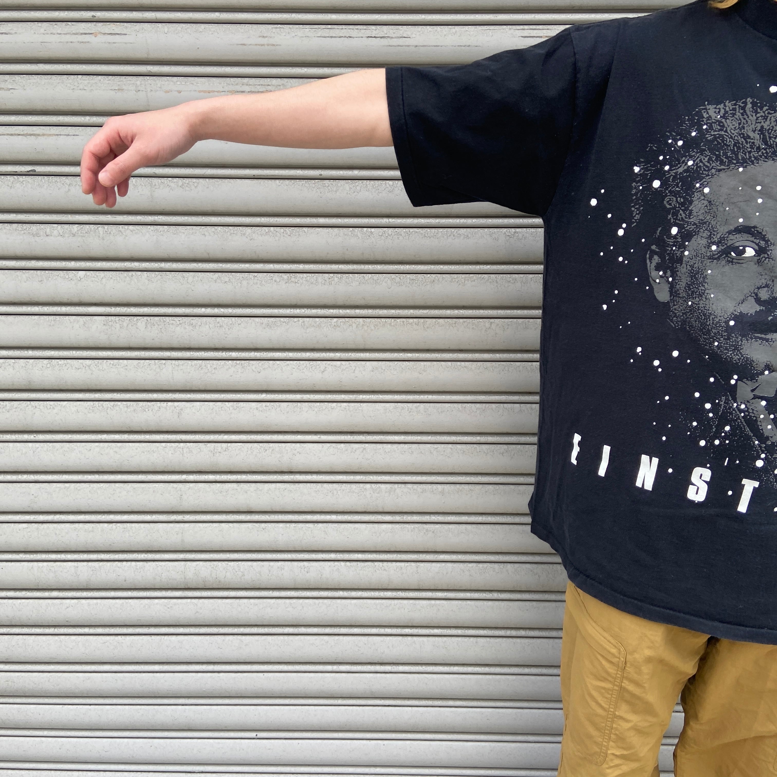 90s USA製 アインシュタイン発光プリントTシャツ 偉人Tシャツ 黒 XL 