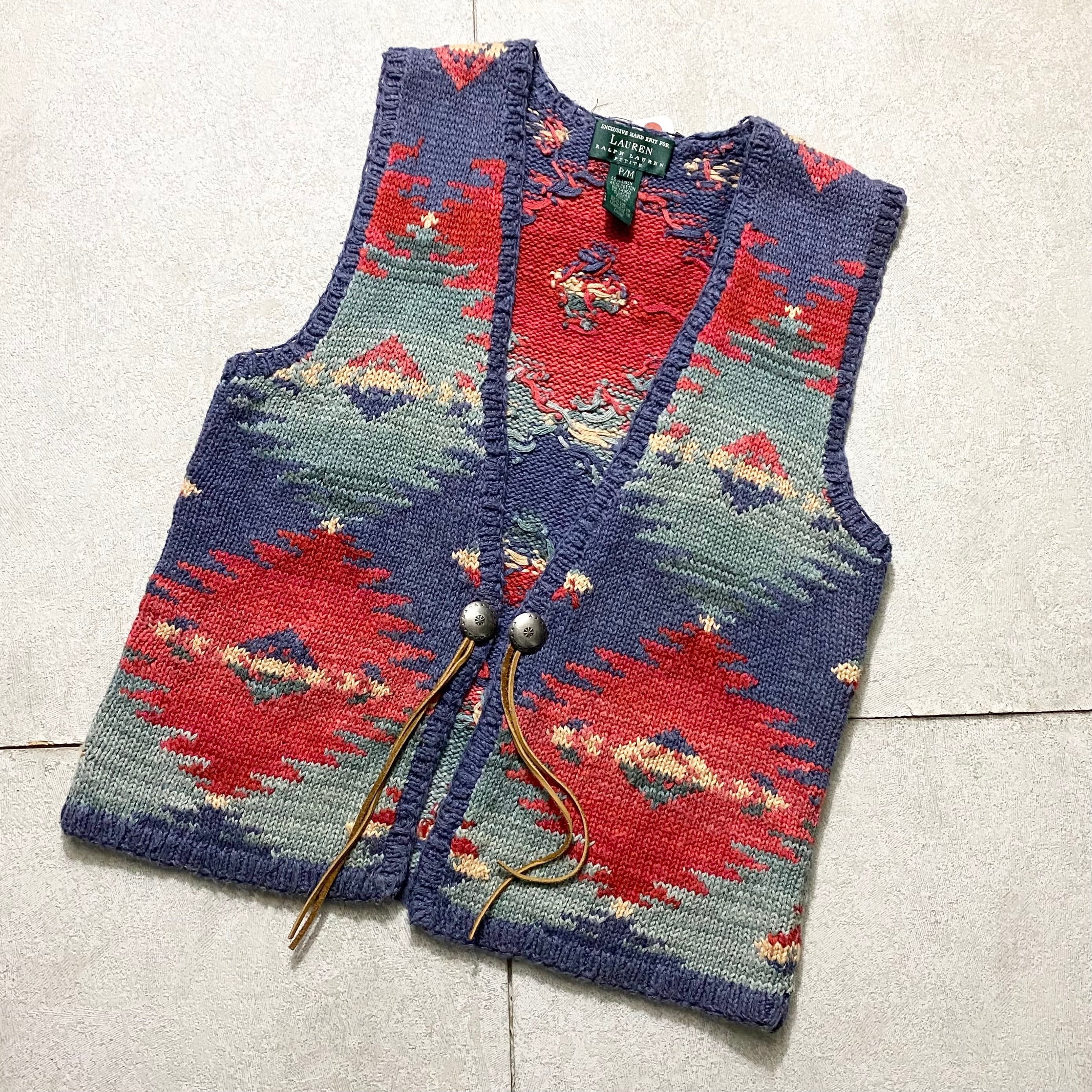 LAUREN RALPH LAUREN native pattern hand knit vest | NOIR ONLINE