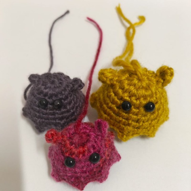 メンダコのストラップ3個セット(ローズ×紫×マスタード)[OG-027]