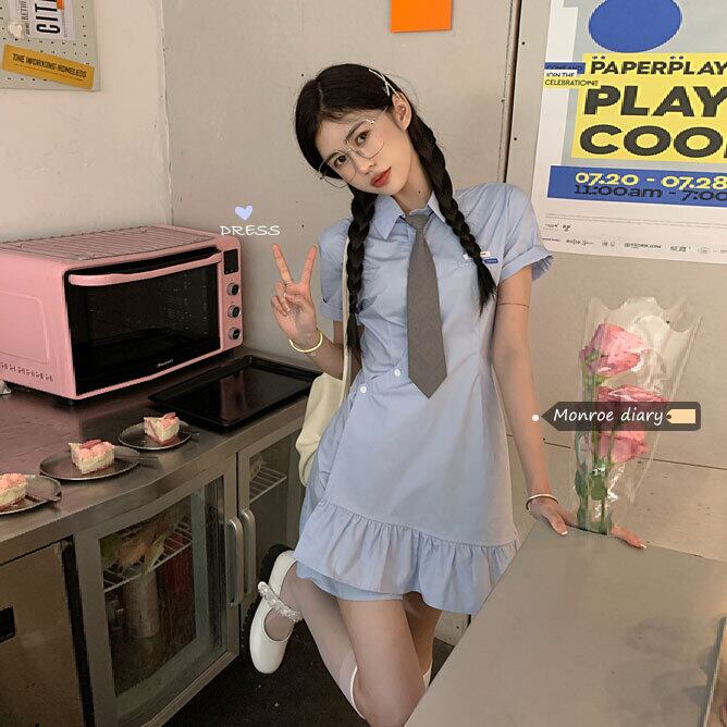シャツ ショートドレス サマースリムスカート 夏物 モンロー43115439672
