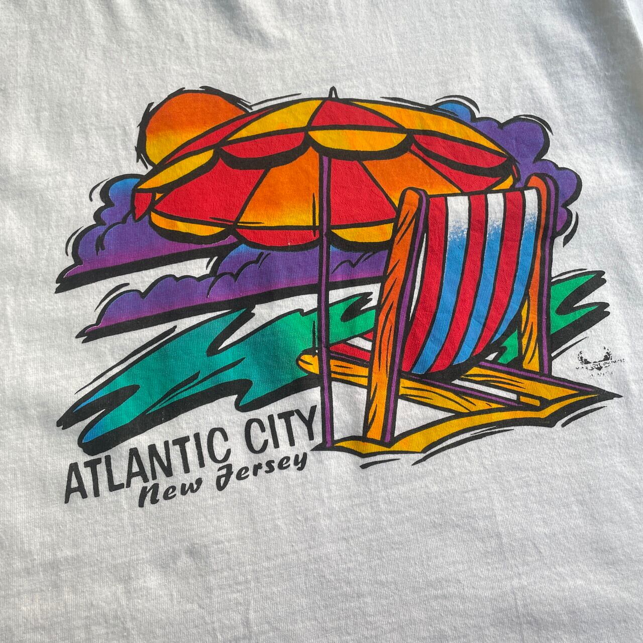 ATLANTIC CITY スーベニア アートプリント Tシャツ メンズM相当 ATLANTIC CITY スーベニア アートプリント Tシャツ メンズM相当