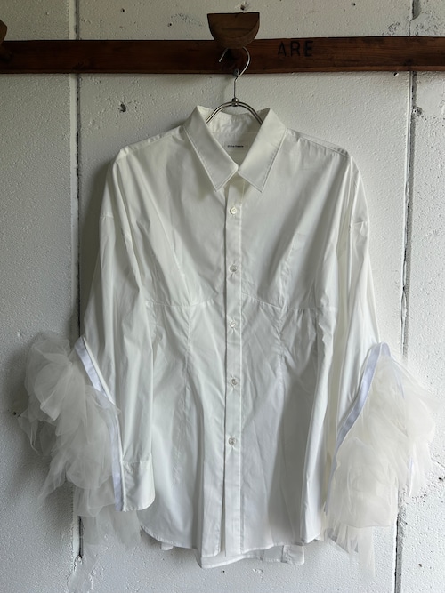 CHIKAKISADA  tulle frill sleeve docking shirts