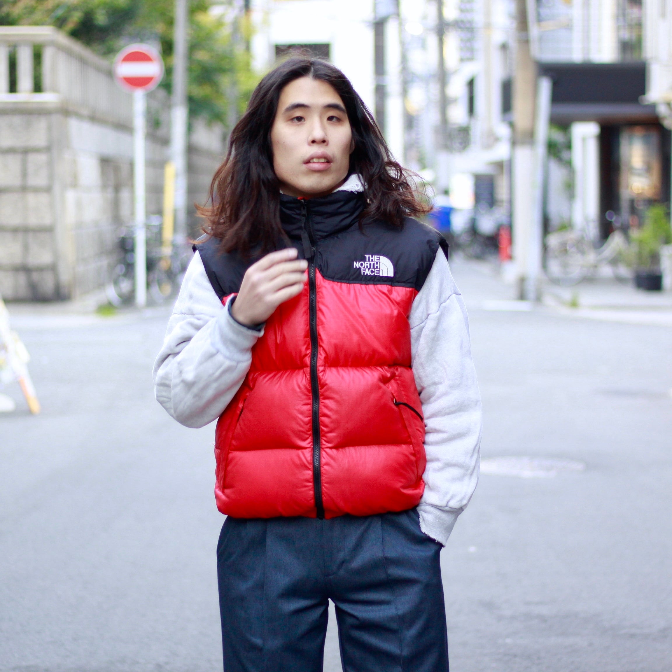 0566. 1990's TNF nuptse vest ブラック×レッド ヌプシダウンベスト 2