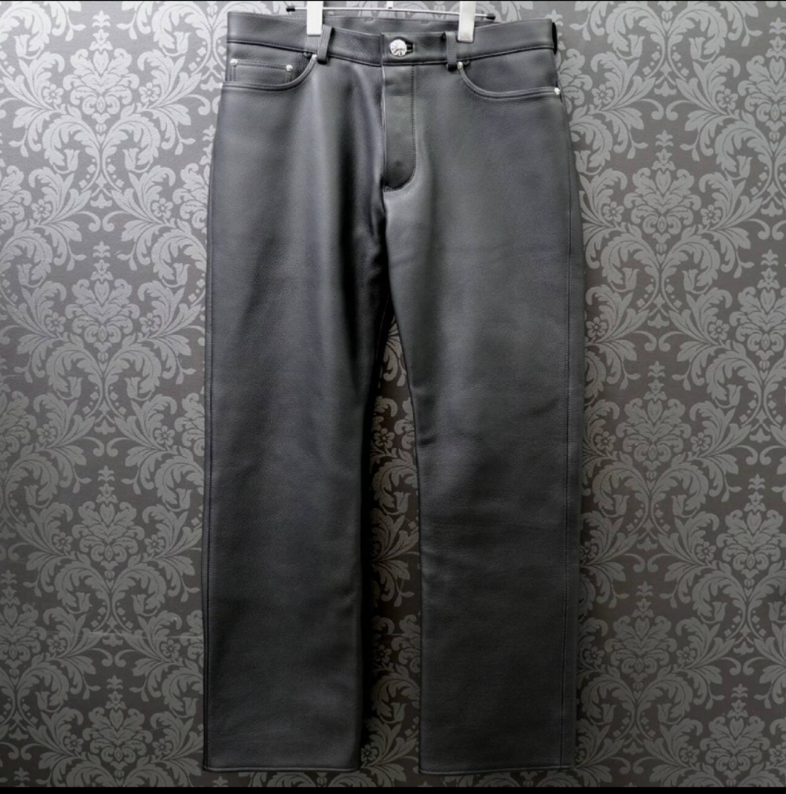 CHROME HEARTS クロムハーツ レザーパンツ クロスボタン