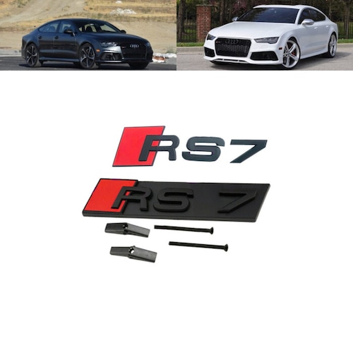 セット エンブレム バッジ フロント + リア マットブラック アウディ Audi RS7