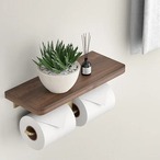 トイレットペーパーホルダー 木製 金色 携帯置き付き 2ロット ペーパーカバー ティッシュホルダー おしゃれ