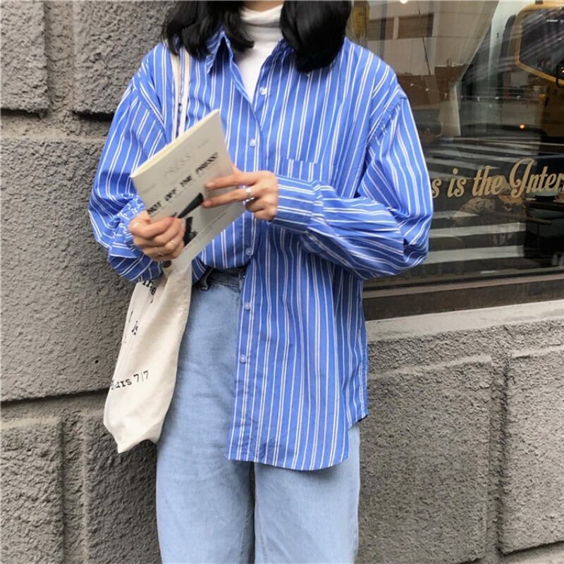 スタイルシャツ スプリングスタンダードストライプトップス レッド レトロ 春物 1号婦人26837745735