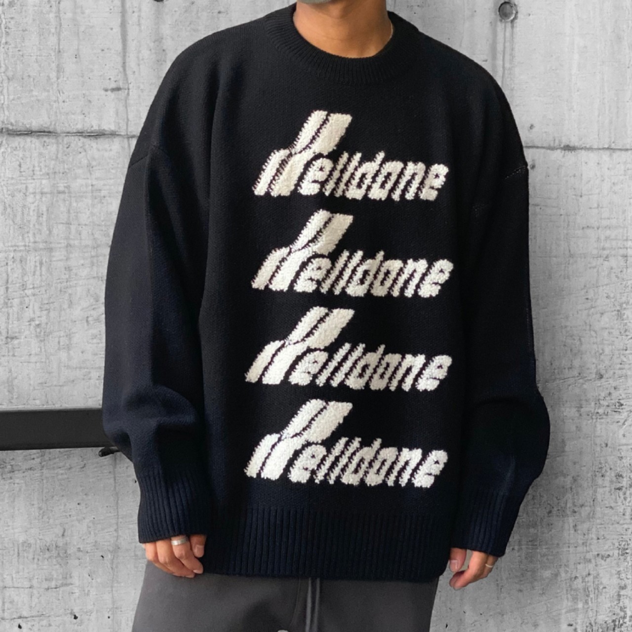 【WE11DONE】BLACK LOGO PILE KNIT SWEATER  (BLACK) - 9