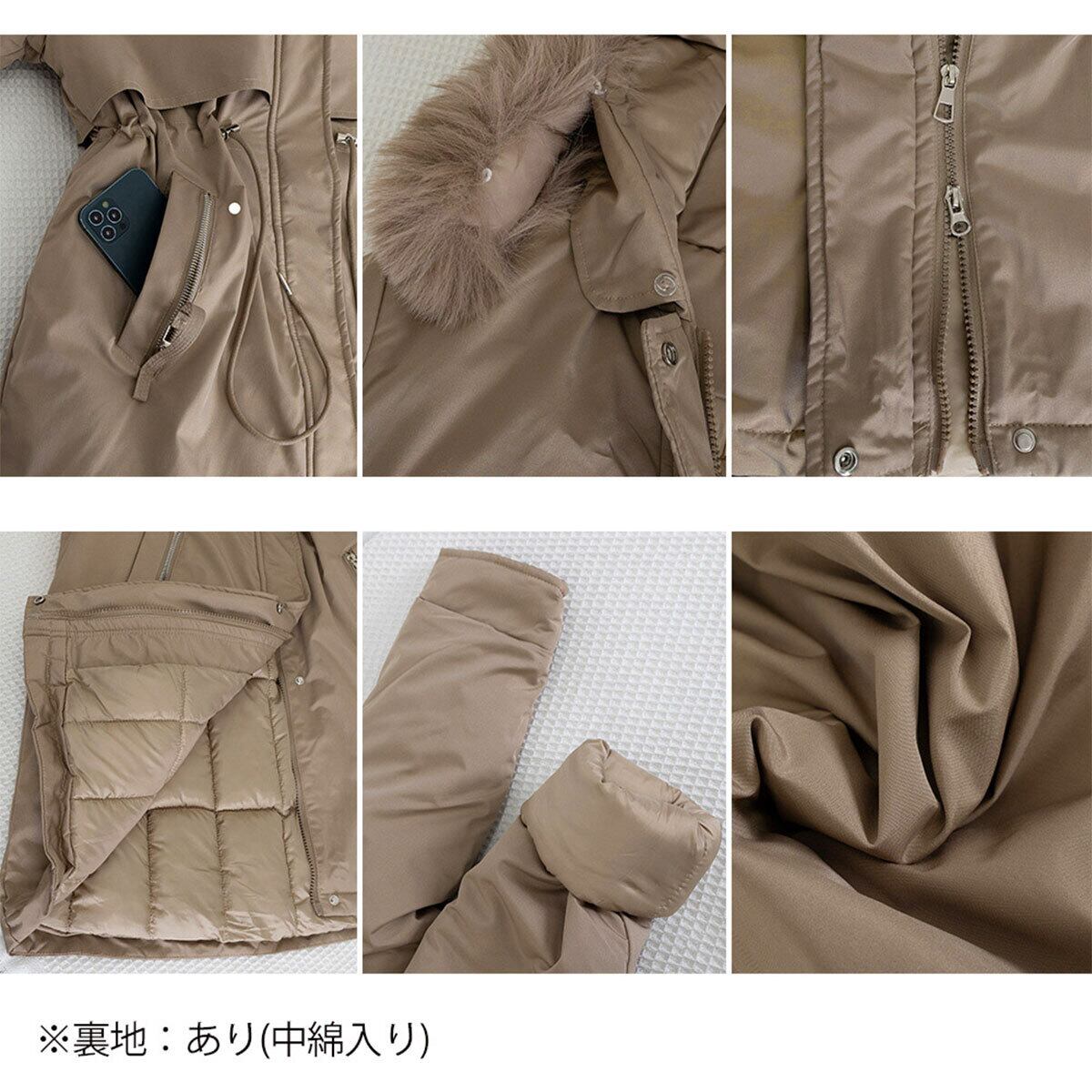 ダウン コート 中綿 防寒 保温 レディース 秋冬 韓国 ミドルコート きれいめ 大人 カジュアル おしゃれ 通勤 通学 OL 学生 暖かい フェイクダウン ウエストマーク フード付き 大人可愛い 大人女子