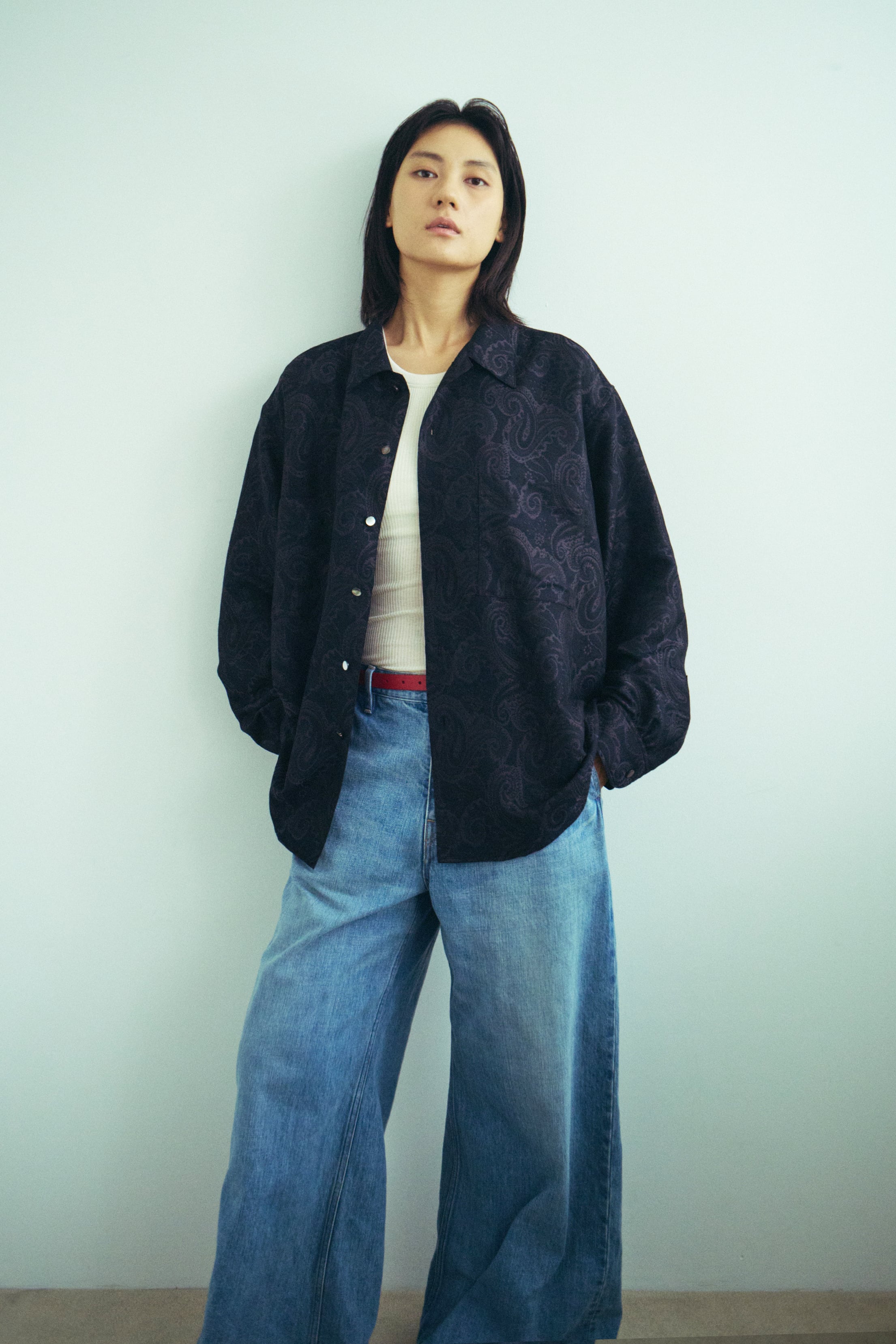 サイズM LAST1】superNova. Split yoke big shirt - Paisley jacquard