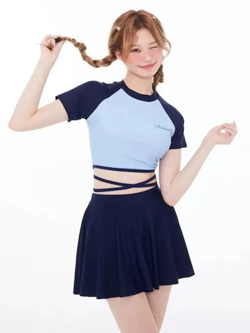 水着 韓国ファッションの水着 水着 水着女子の2分体スカートスタイル控えめ学生純欲女子のやせ高級感 レディース 体型力バー 2025新作orange