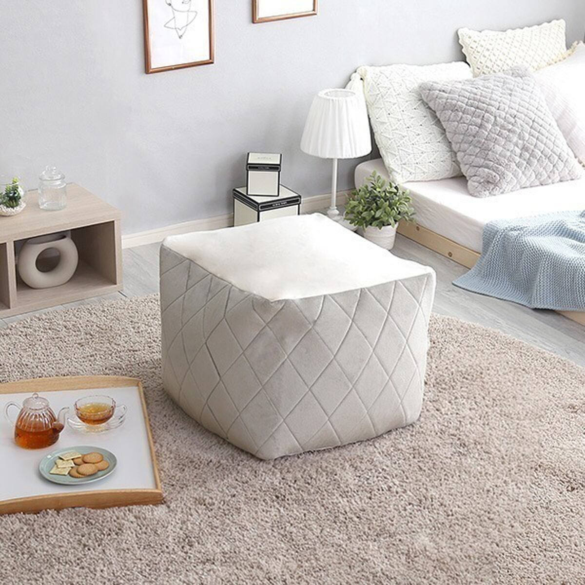 大人かわいいインテリア 四角ビーズクッション Mサイズ【Chammy -チャミー-】