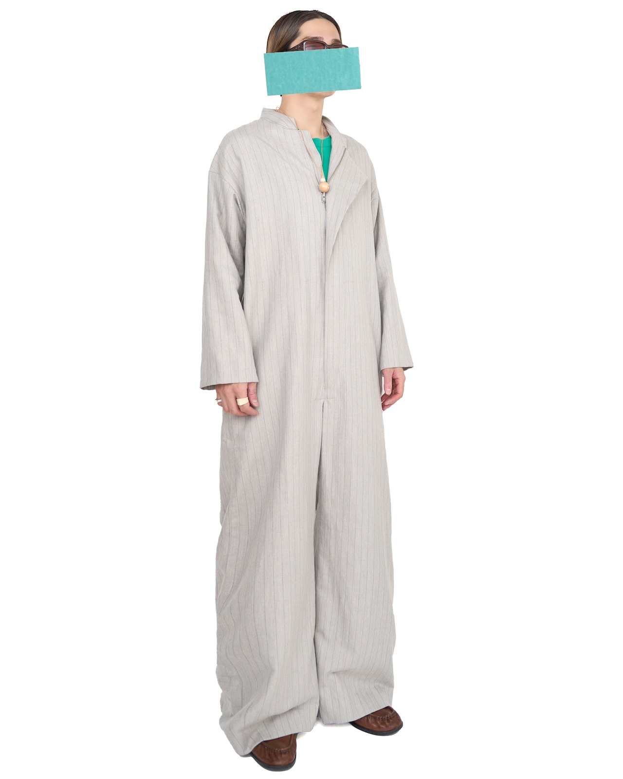m's braque "ASSYMMETRIC ONE-SIDE LAPEL JUMP SUIT 〔NATURAL STRIPE〕"