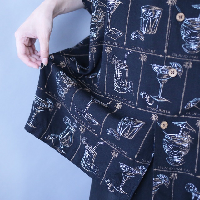 many many cocktail and name pattern loose silhouette h/s shirt