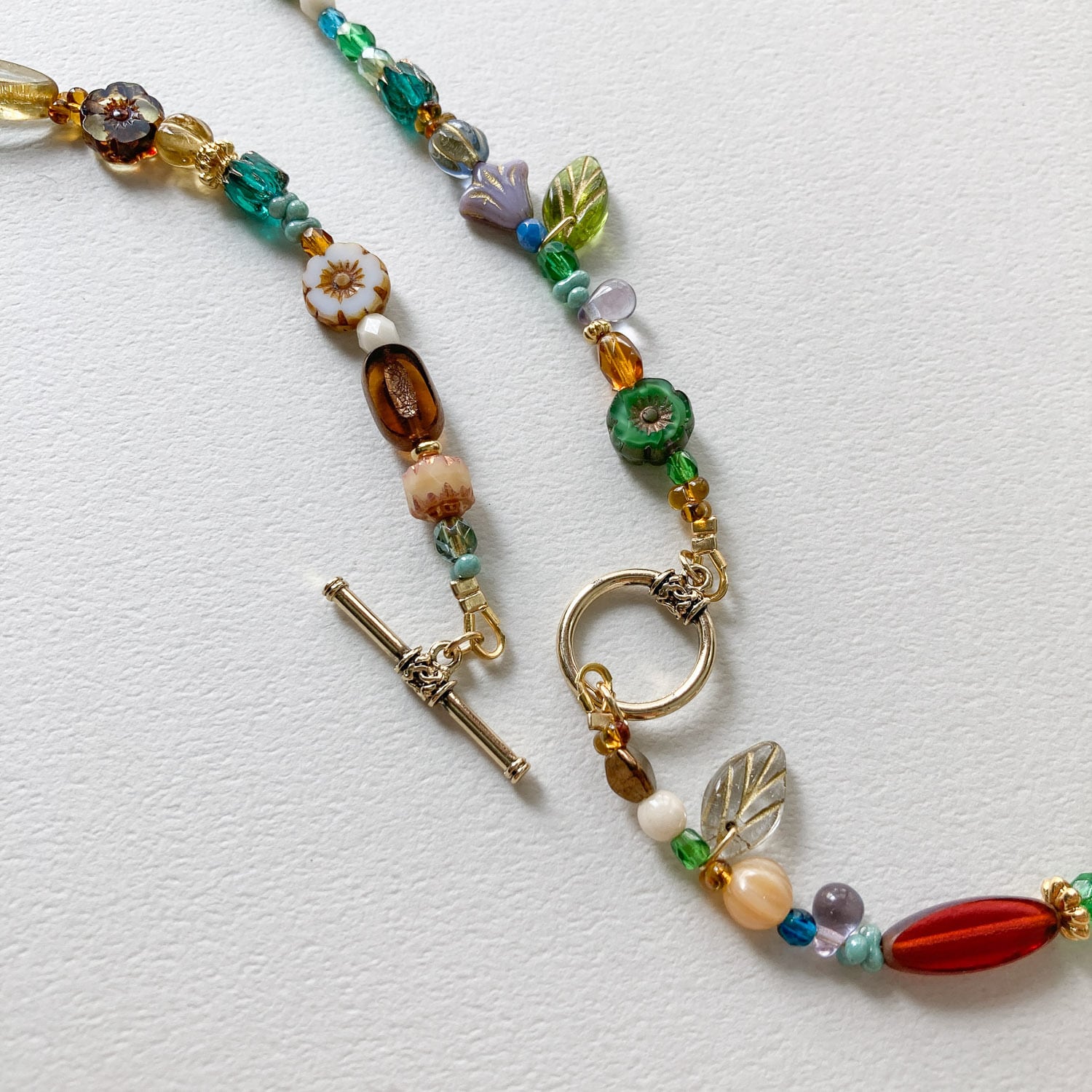 アクセサリー chiii Chii チェコビーズグリーンミックス 2wayネックレス | Dua