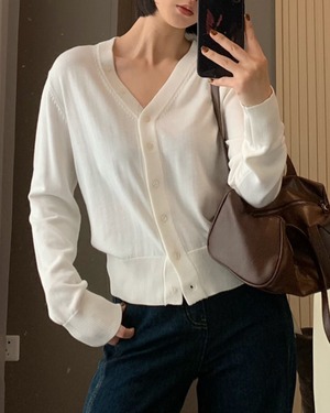 Vネックボタンカーディガン 4color A0691