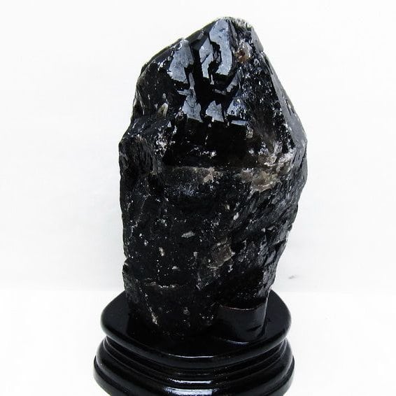 1.8Kg 黒水晶 原石 モリオン 原石 山東省産 台座付属 一点物 181-4526