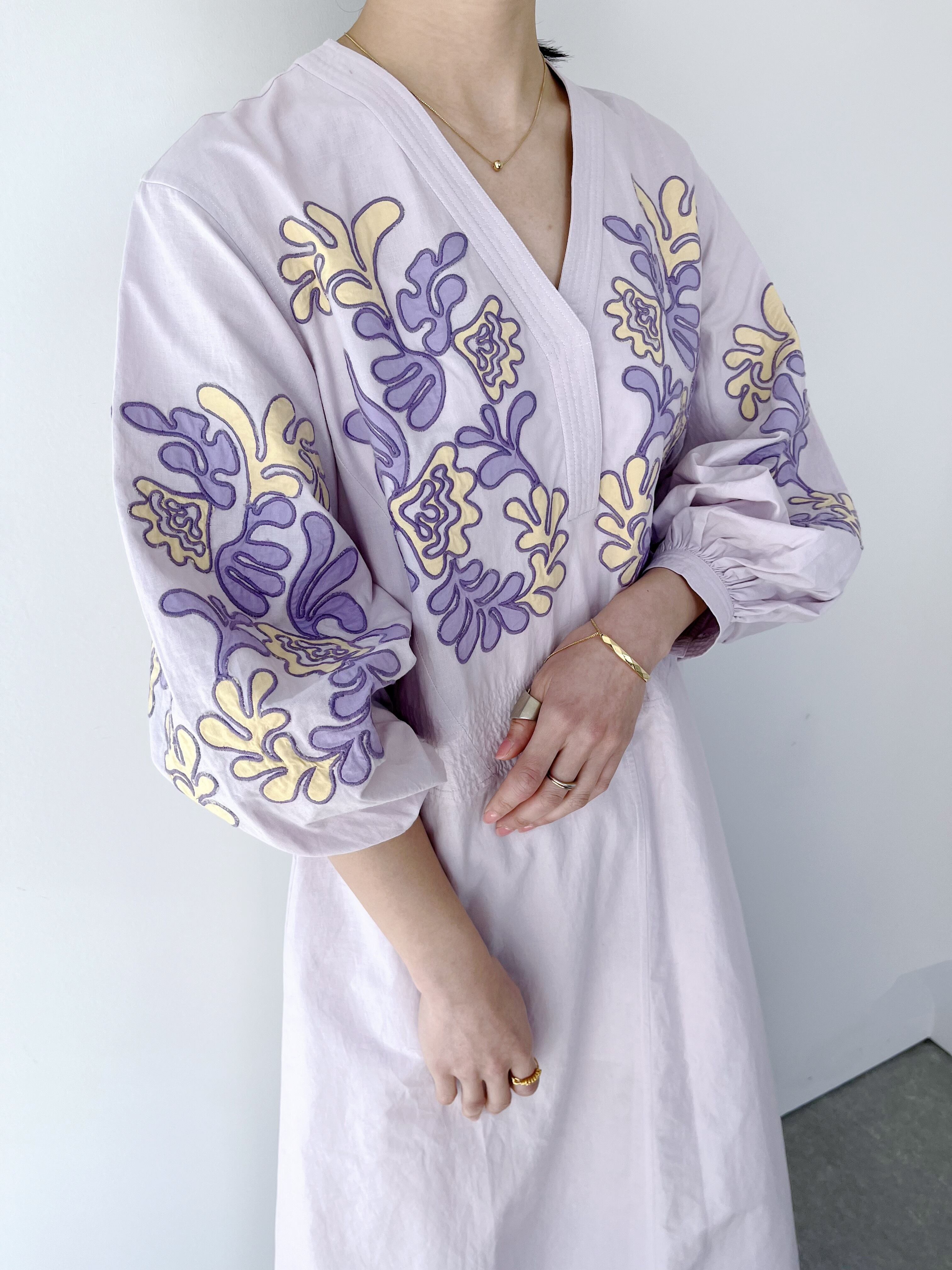 Sara Mallika Cotton Linen Patchwork Embroidery Dress | KOKO