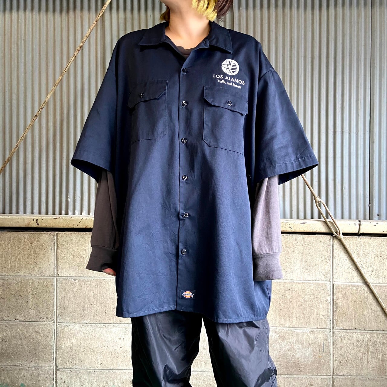 ビッグサイズ Dickies ディッキーズ 企業ロゴ刺? 半袖ワークシャツ 
