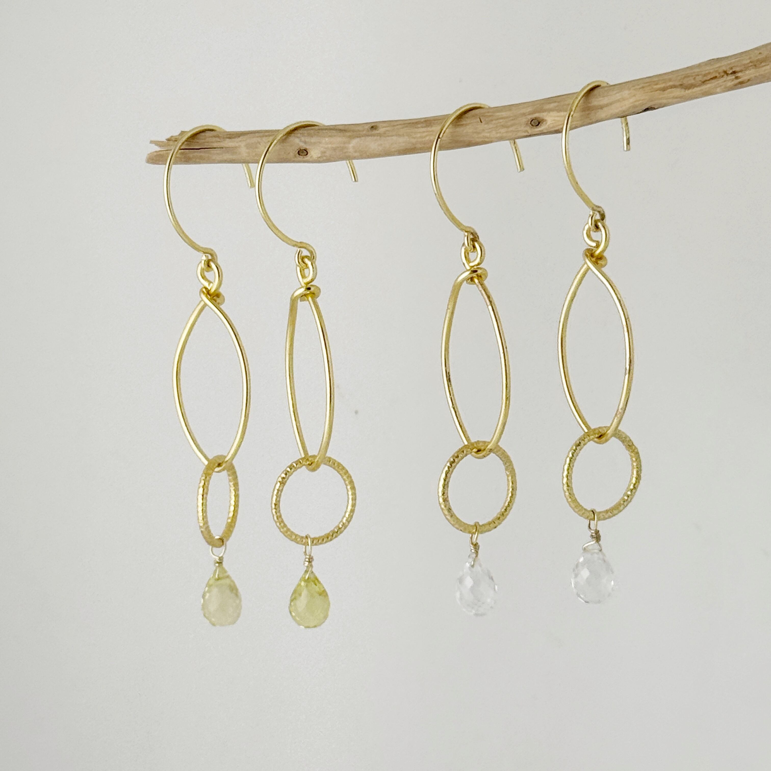 Gold Coating ビューティー ロングピアス クリスタル・レモンクォーツ