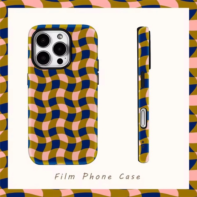 カラフルウェーブのレトロパターン iPhoneケース（iphone12-17対応）0064