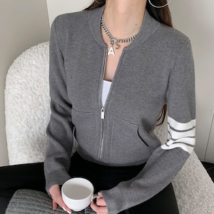 short zip knit cardigan la1056